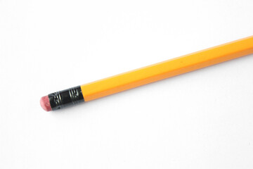 Classic yellow color Pencil  eraser isolated on white background . 