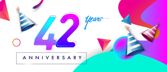 42nd years anniversary logo, vector design birthday celebration with colorful geometric background and abstract elements