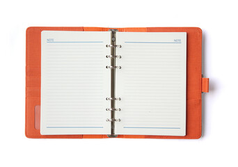 Open diary, planner or notebook. Office and business supplies for lists, reminders, schedules or...