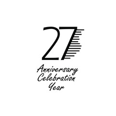 27 year anniversary celebration Block Black Colors Design logotype. anniversary logo Black color isolated on White background, vector design for celebration, invitation card, and greeting card-Vector