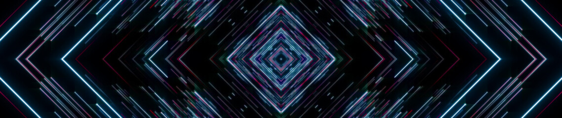 Neon glowing lines, Abstract motion geometric background, glowing neon.