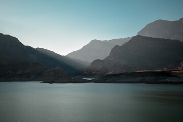 Naklejka na ściany i meble Morning Mountain Lakes in Oman