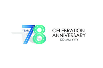 78 years anniversary celebration Blue and Tosca Colors Design logotype. anniversary logo isolated on White background, vector Horizontal number design for celebration, invitation card -vector