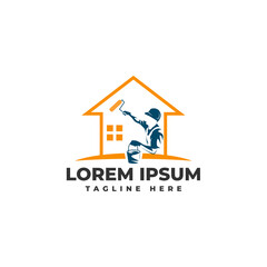 Painter House Logo Vector Icon Illustration