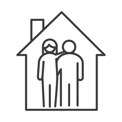 covid 19 coronavirus social distancing prevention, stay at home, outbreak spreading vector line style icon