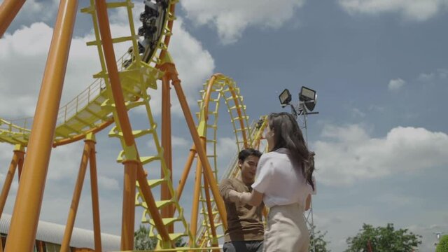 Couples, men and women, travel, amusement park