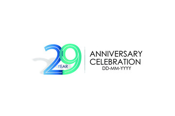 29 year anniversary celebration Blue and Tosca Colors Design logotype. anniversary logo isolated on White background - vector