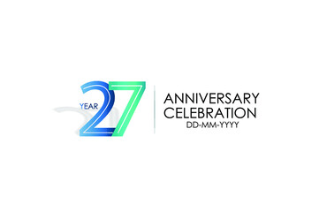 27 year anniversary celebration Blue and Tosca Colors Design logotype. anniversary logo isolated on White background - vector