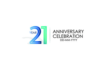 21 year anniversary celebration Blue and Tosca Colors Design logotype. anniversary logo isolated on White background - vector