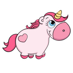 Cute baby Unicorn. Vector illustration. Cartoon Unicorn hand-drawn. Can be used for kids or babies t-shirt design. Fashion print graphic for Greeting cards, posters, prints.