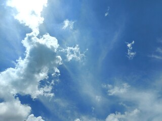 White clouds, indigo blue, colorful, natural background.