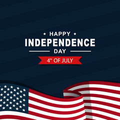 4th of July Happy Independence Day of United States of America with American Flag vector illustration background