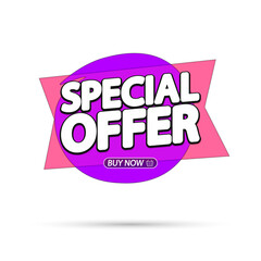 Special Offer, sale bubble banner design template, discount tag, app icon, vector illustration