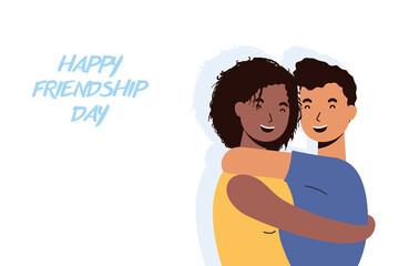 young interracial couple characters in Friendship day celebration