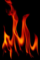 Fototapeta premium Fire flames on black background