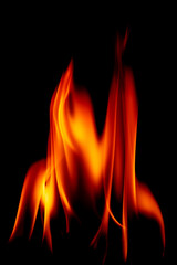Fototapeta premium Fire flames on black background