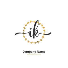 Fototapeta premium I K IK Initial handwriting and signature logo design with circle. Beautiful design handwritten logo for fashion, team, wedding, luxury logo.