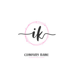 I K IK Initial handwriting and signature logo design with circle. Beautiful design handwritten logo for fashion, team, wedding, luxury logo.
