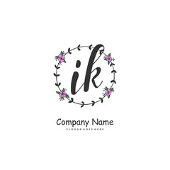 I K IK Initial handwriting and signature logo design with circle. Beautiful design handwritten logo for fashion, team, wedding, luxury logo.
