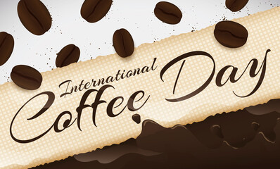 Delicious Coffee Beans and Beverage to Celebrate International Coffee Day, Vector Illustration