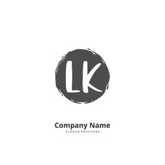 L K LK Initial handwriting and signature logo design with circle. Beautiful design handwritten logo for fashion, team, wedding, luxury logo.