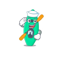 A brave sailor caricature design style of canoe ready to sail