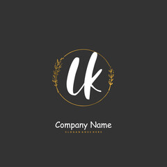 Obraz premium L K LK Initial handwriting and signature logo design with circle. Beautiful design handwritten logo for fashion, team, wedding, luxury logo.