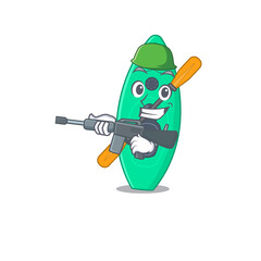 A charming army canoe cartoon picture style having a machine gun