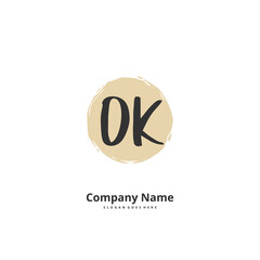 O K OK Initial handwriting and signature logo design with circle. Beautiful design handwritten logo for fashion, team, wedding, luxury logo.