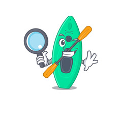 cartoon mascot design of canoe superb Detective breaking the case using tools