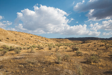desert landscape with white clouds in Southern California
