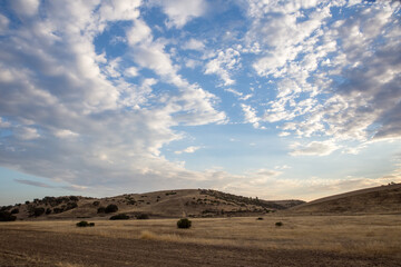 landscape with blue sky and clouds in Central California