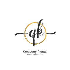 Q K QK Initial handwriting and signature logo design with circle. Beautiful design handwritten logo for fashion, team, wedding, luxury logo.