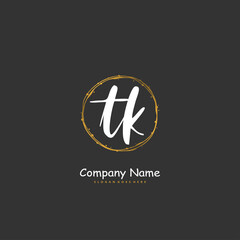 T K TK Initial handwriting and signature logo design with circle. Beautiful design handwritten logo for fashion, team, wedding, luxury logo.