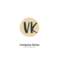 V K VK Initial handwriting and signature logo design with circle. Beautiful design handwritten logo for fashion, team, wedding, luxury logo.