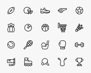 sport icons set vector line style