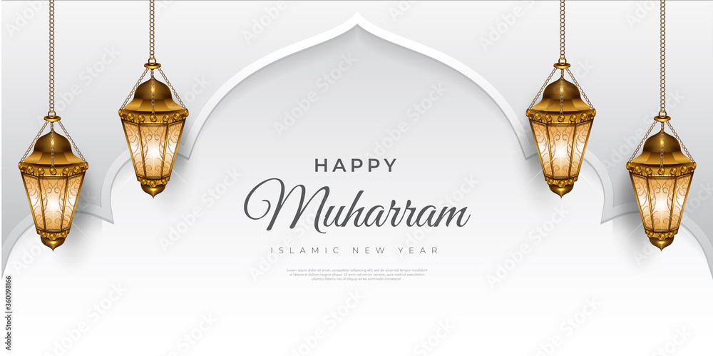 Wall mural happy muharram islamic background