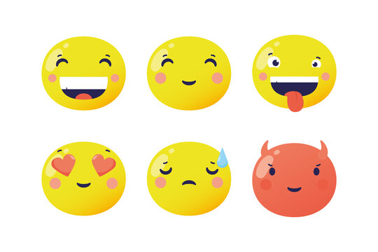 set of emojis faces funny characters