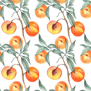 Seamless watercolor pattern with peache