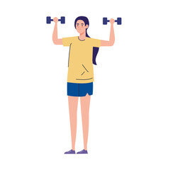 woman with weights, heavy equipment, sport and leisure