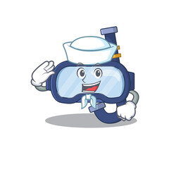 A brave sailor caricature design style of dive glasses ready to sail