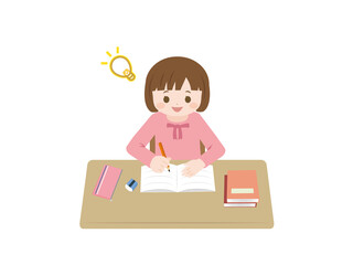 理解して勉強をする女の子のイラスト