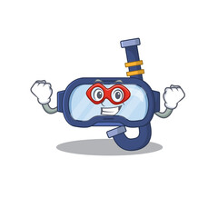 A cartoon mascot of dive glasses in a fantastic Super hero character