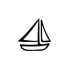 Single vector doodle element isolated on white background. Boat