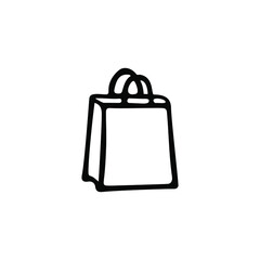Single vector doodle element isolated on white background. Shopping bag