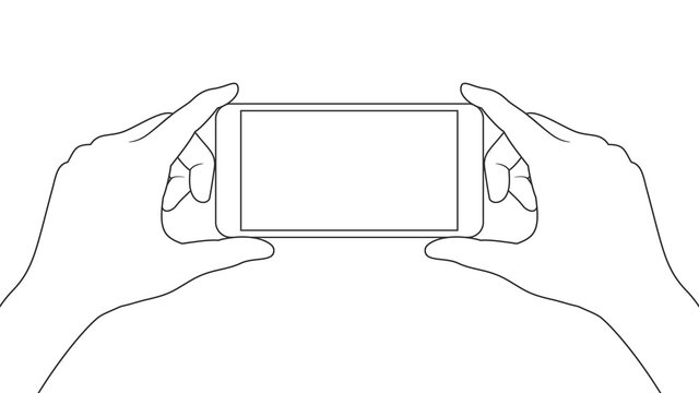 Holding smartphone with both hands