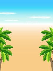 Fototapeta na wymiar Summer beach poster/flyer/banner background. Using palm tree as element at the top left and right