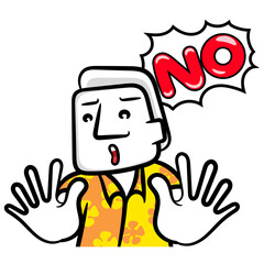 White man cartoon character saying no scene vector on a white background