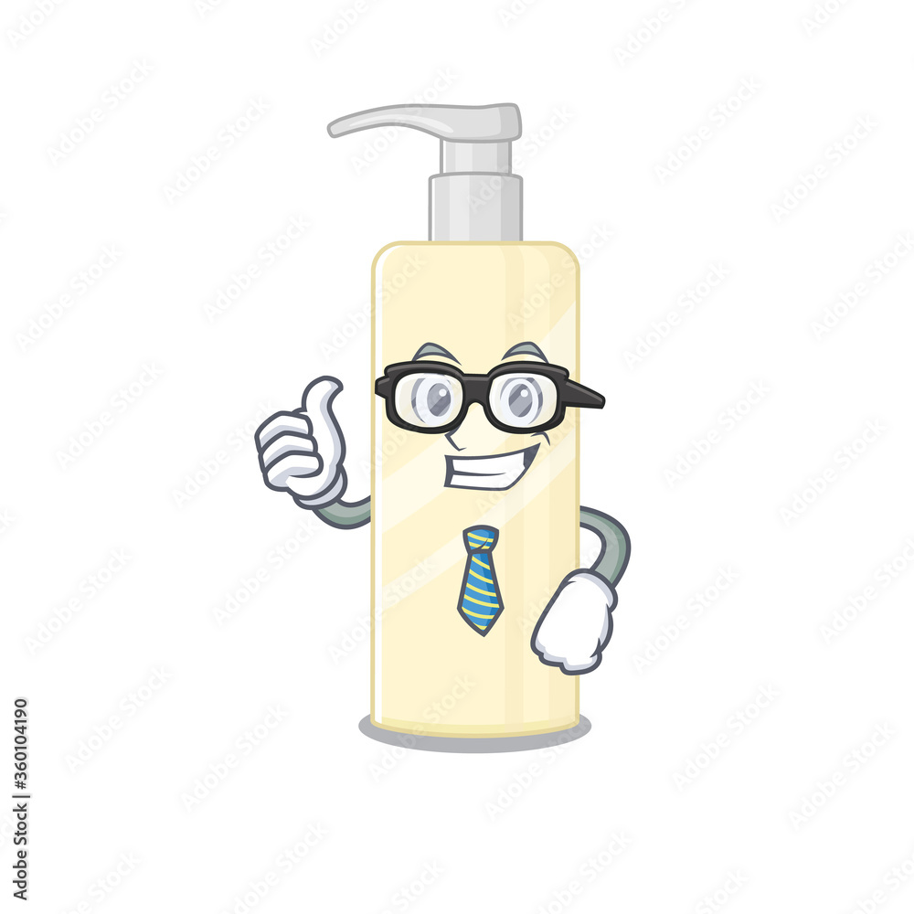 Poster cartoon mascot style of hair mask Businessman with glasses and tie