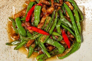 Stir fried beef fillet with Hot Green Pepper